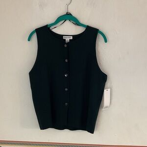 Calvin Klein Sleeveless Button Down Knit Vest, Size L, Emerald, NWT